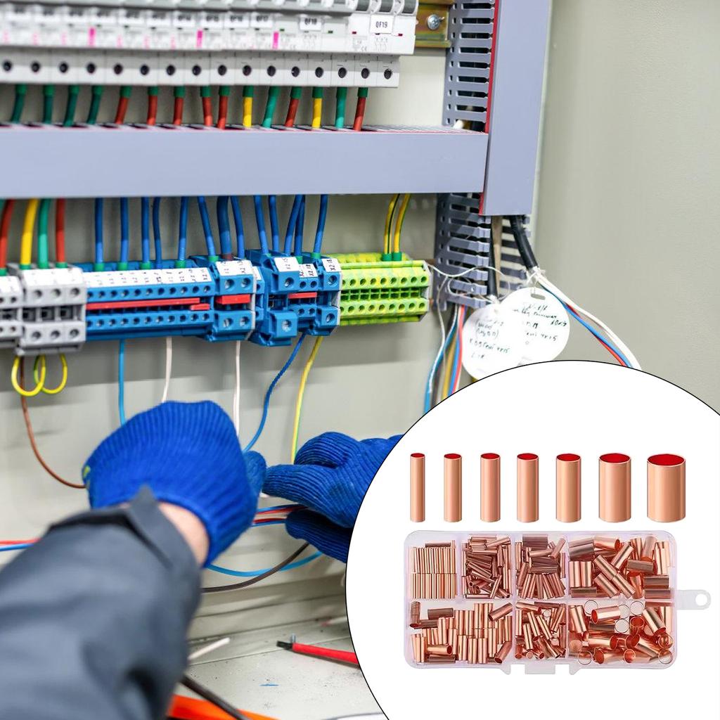 Упаковка из 250 латунных соединителей для проводов, электрические обжимные трубчатые клеммы, набор обжимных соединителей высокой проводимости для домашней проводки