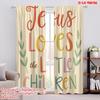 2pcs,2D Plane Printing Curtains Digital Printed Colorful Faith Message Polyester Easy Install (without Rod) Decorations For Home
