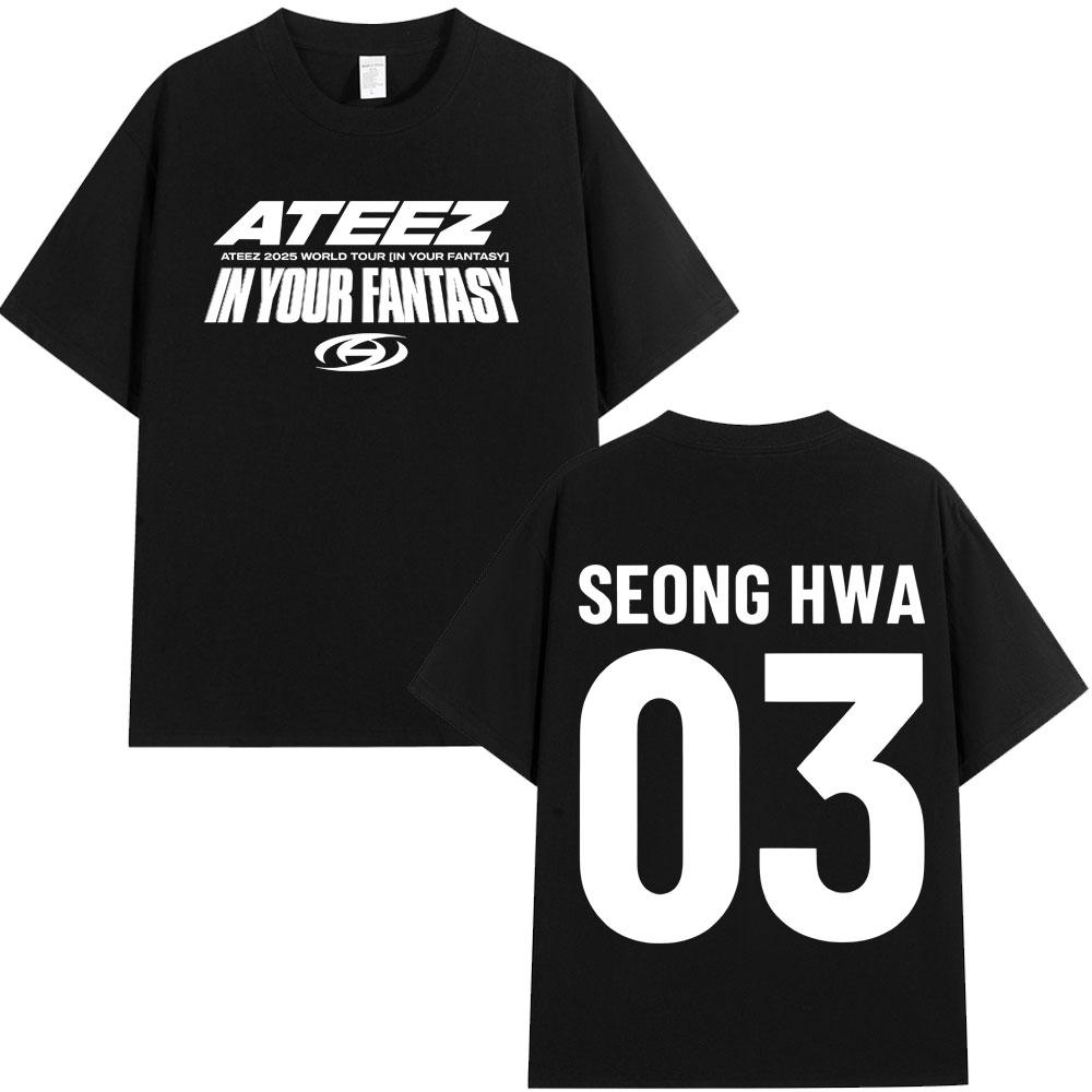 ATEEZ in Your Fantasy 2025 World Tour T‑Shirt Woo Young 26 Graphic Print Unisex Crew Neck Short Sleeve Kpop Merch Streetwear Tee for Men Women
