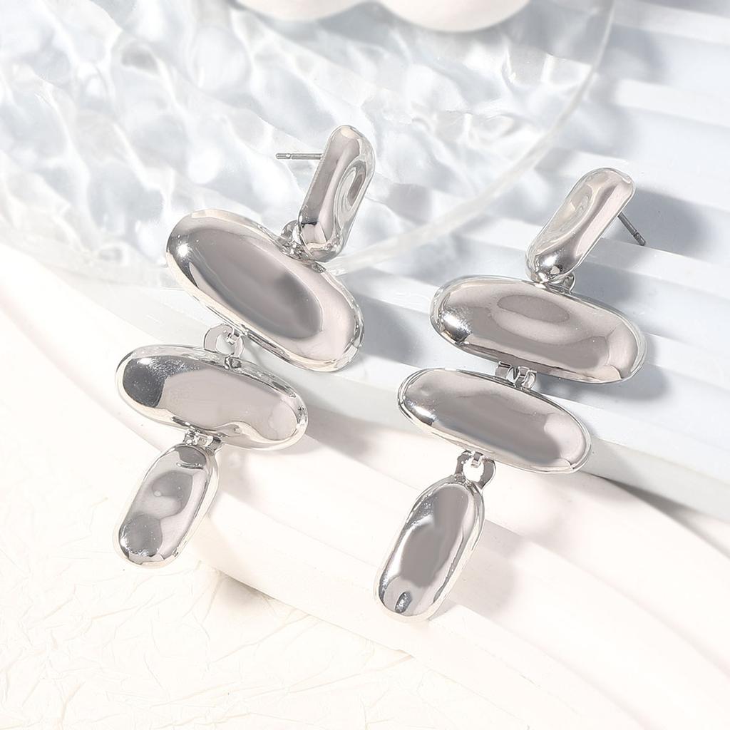 Новые летние модели, ретро легкая роскошь, высококлассные золотые и серебряные уникальные геометрические металлические длинные модные женские серьги