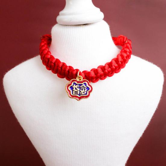 Ошейник для щенка, декоративный ошейник в китайском стиле, устойчивый к укусам, плетеный ошейник для котят, собак, фестивальный декор