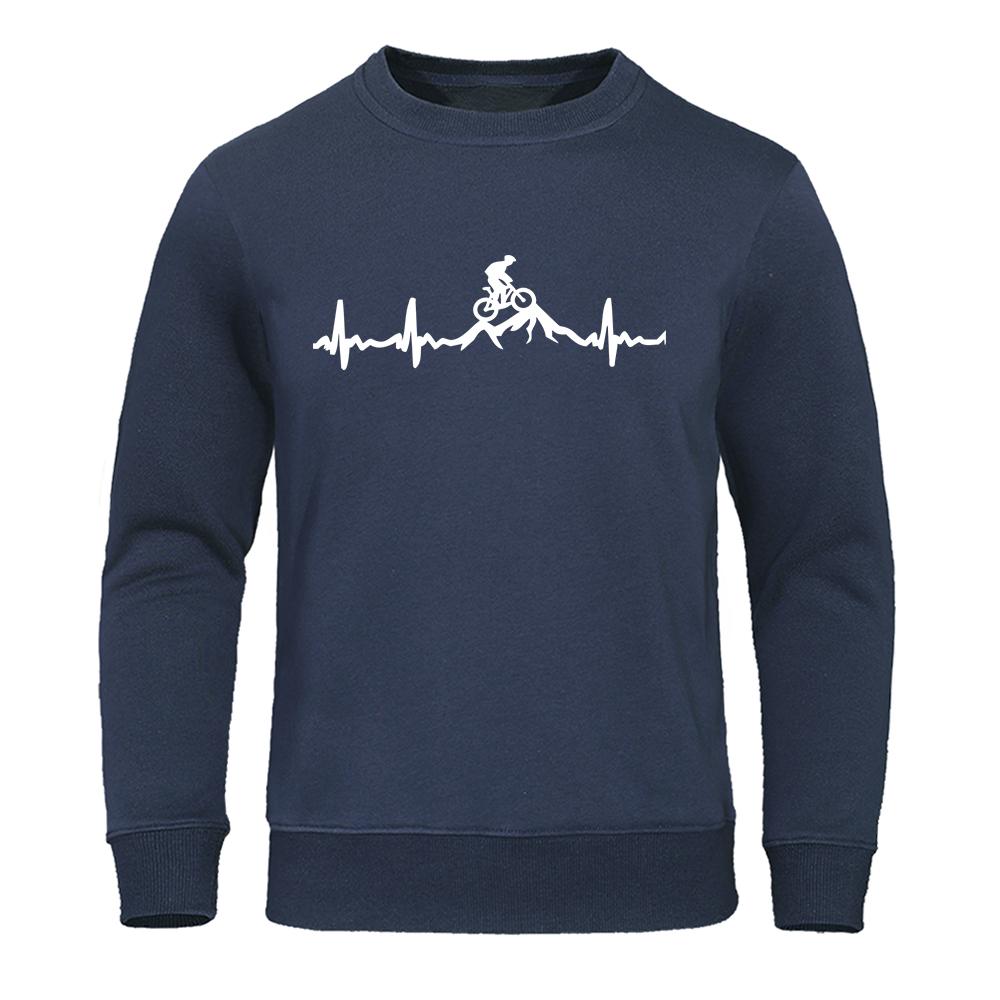 Велосипедный альпинизм Электрокардиограмма Мужские толстовки Осенние толстовки большого размера Повседневная толстовка с капюшоном Свободный мягкий унисекс Топ