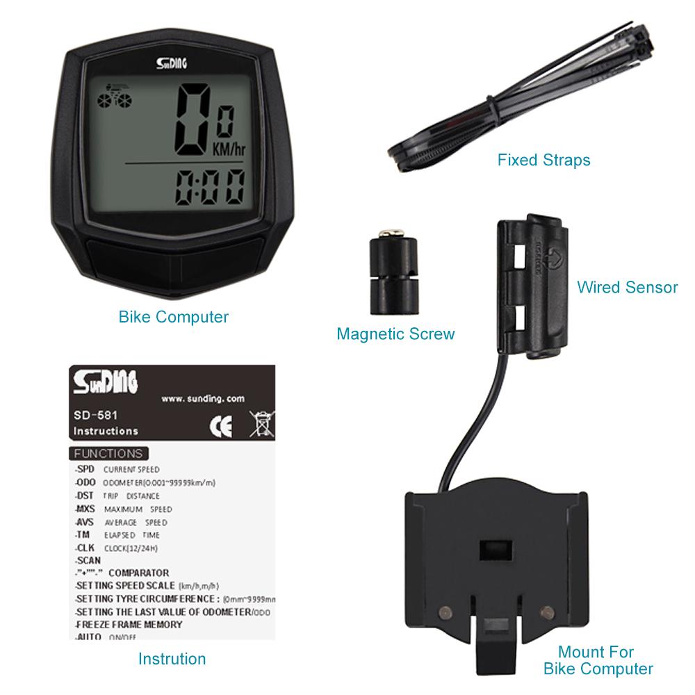 Cycling Computer Wired Type Bike Computer Rainproof LCD Screen Bicycle Computer