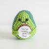 Positive Crochet Doll Knitted Animal Fruits with Affirmation Card Funny Handmade Gift Creative Table Ornaments Birthday Gift