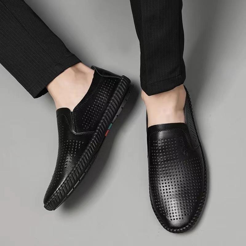 Leather Men's Breathable and Deodorant Summer Extra Large Size Men's Casual Leather Shoes Soft Leather Doudou Men's Shoes