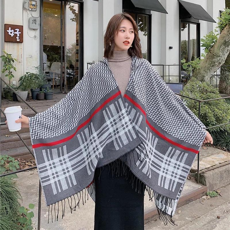 21 Style Big Pendulum Cloak With Hat Arabic Poncho Women Leopard Pocket Shawl Cape Knitted Middle East Split Thick Warm Blanket