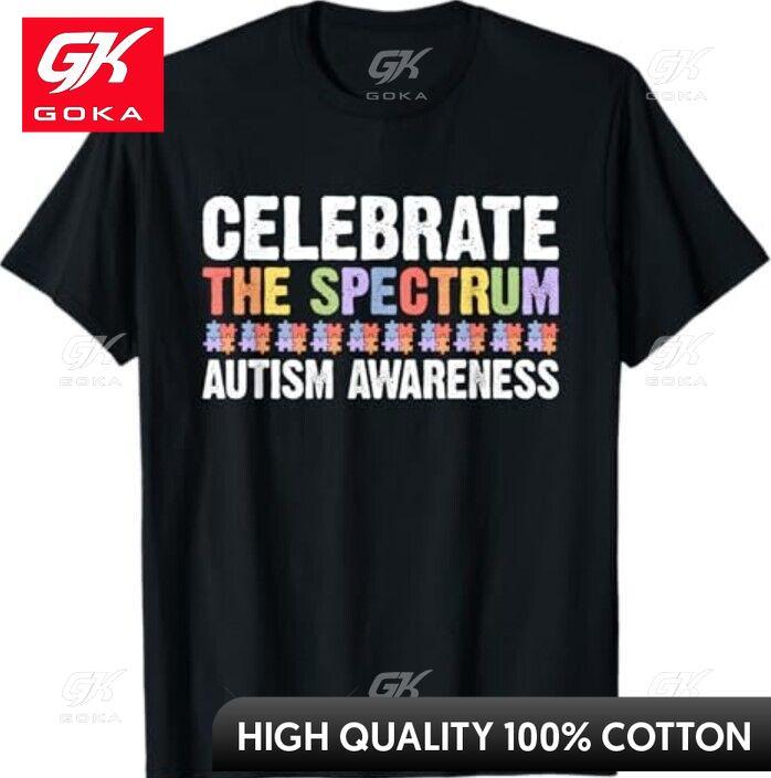 Celebrate The Spectrum Autism Awareness Puzzle Piece Warrior Graphic T Shirts Unisexs Clothing Cotton Women Funny Summer Tshrits