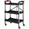 Foldable 3-Tier Plastic and Steel Tool Trolley Cart, Black