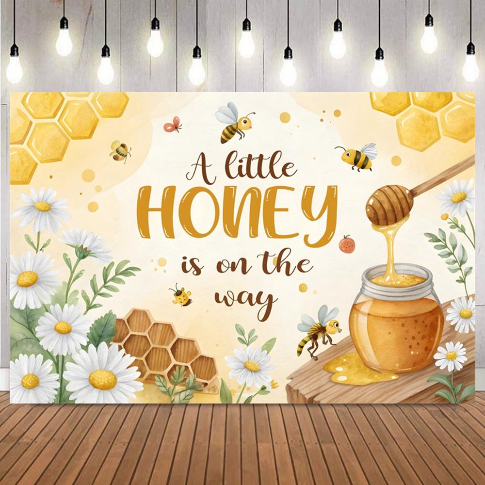 Honey Bee Photography Backdrop for Baby Birthday Glitter Gold Sunflowers Sweet Newborn Baby Shower Photo Background Decor13