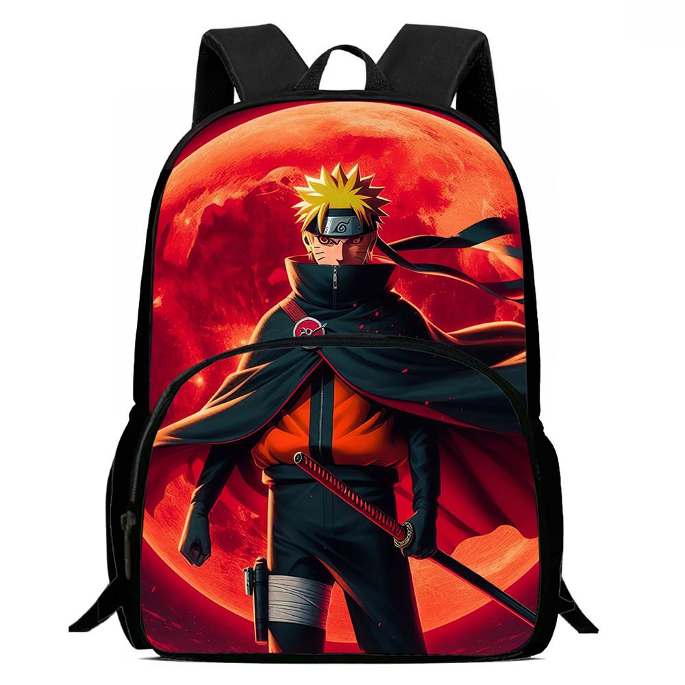 Детский рюкзак-мультфильм Аниме NARUTO, с регулируемым плечевым ремнем и передним карманом, легкий и прочный, для мальчиков и девочек в возрасте 6-10 лет