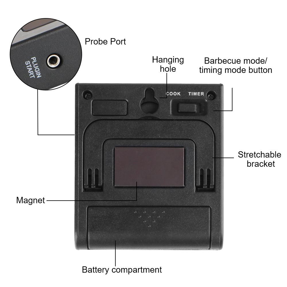 Kitchen Tools Stainless Steel New Digital BBQ Thermometer Meat Kitchen Food Grill Timer Function Probe Temperature Cooking Oven Meter