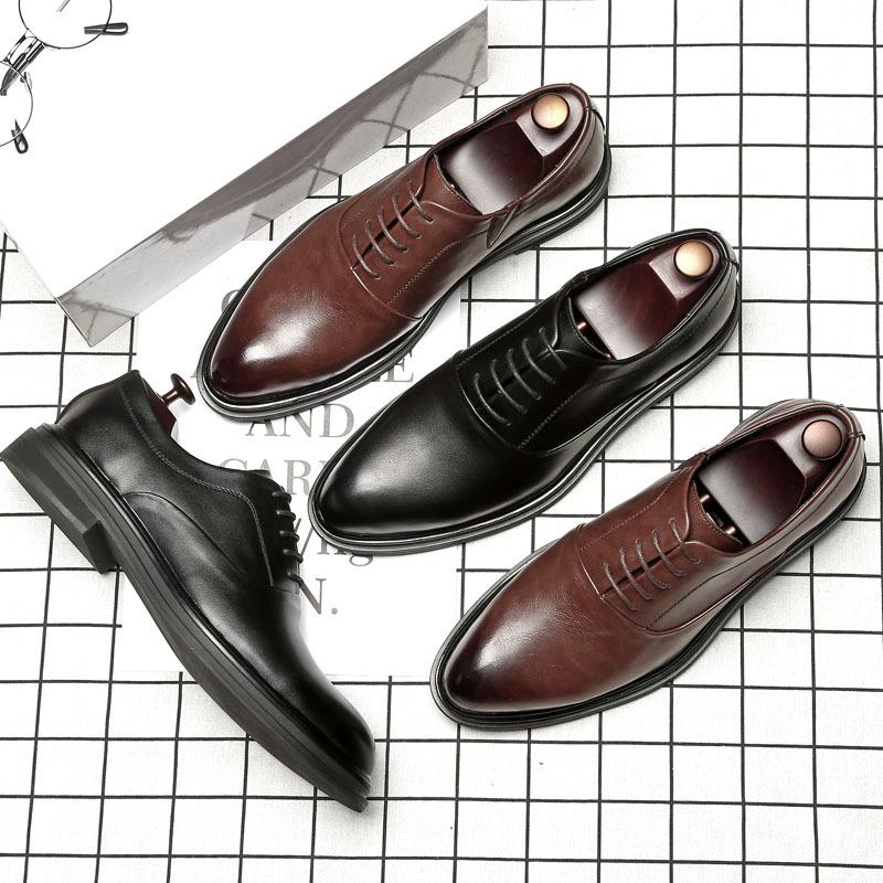 Mens Formal Shoes Genuine Leather Oxford Shoes For Men Italian 2024 Dress Shoes Wedding Shoes Laces Leather Broguehjk8