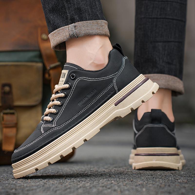 Модные мужские кроссовки Sheos, новые мужские кроссовки на толстой подошве, модные роскошные кожаные повседневные рабочие кроссовки для мотоциклистов 2024