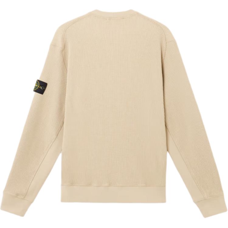 STONE ISLAND Однотонный свитшот с длинным рукавом и круглым вырезом для мужчин, бежевый K1S156100008S0044-V009A