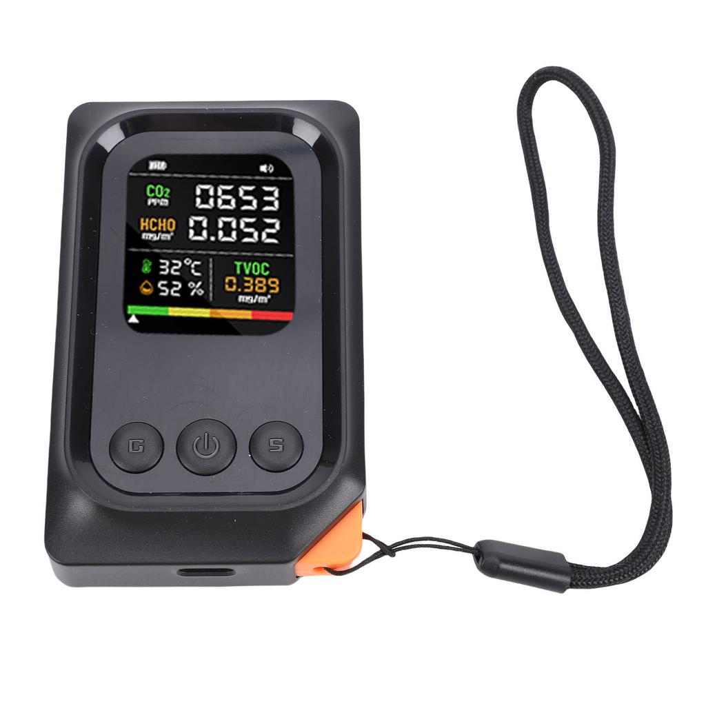 Детектор качества воздуха 5 в 1 CO2 TVOC HCHO Темп Влажность Умный тестер Портативный Перезаряжаемый Компактный