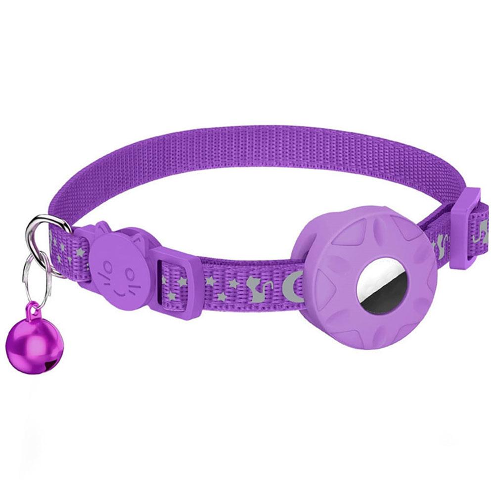 Регулируемый ошейник против потери, светоотражающий, со звездами и луной, кошачий/собачий ошейник, ошейник для питомца с AirTag и колокольчиком, милый ошейник для позиционирования питомца/кошки с AirTag, ошейник для питомца