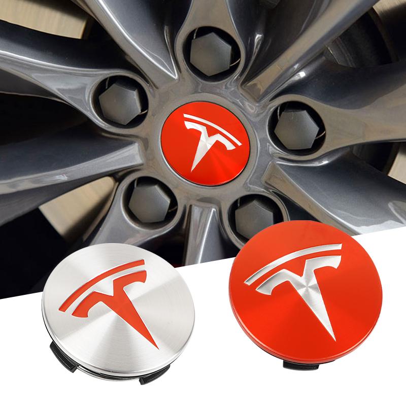 TBQW4 4pcs 56mm Tesla Wheel Center Cap Hub Cover Badge Emblem Sticker Car Accessories For Tesla Model 3 Y 2023 S X Cybertruck Highland