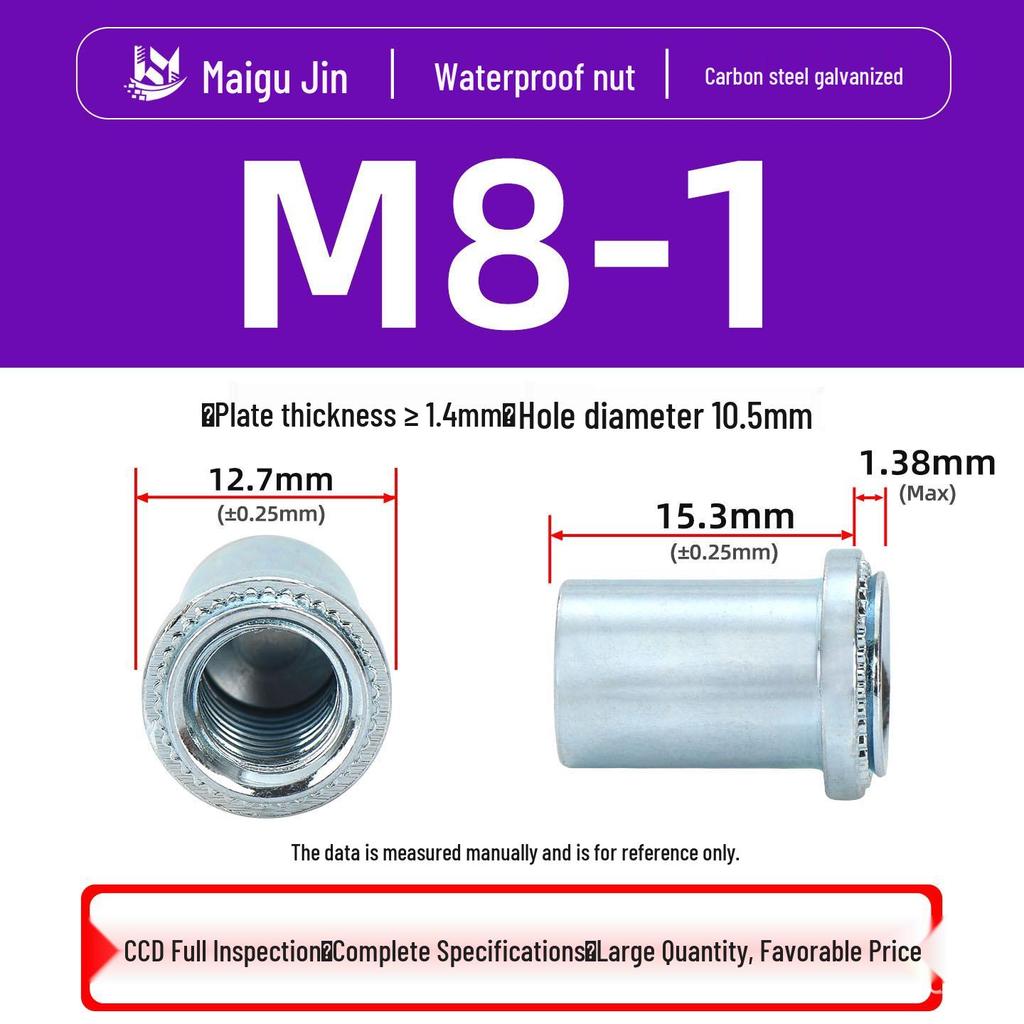 Водонепроницаемая резьбовая заклепочная гайка с фланцем B-M3M8 для листового металла