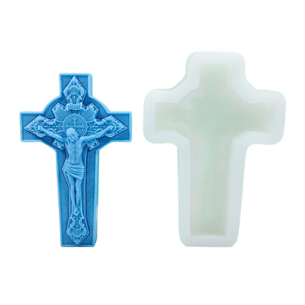 3D Virgin Candle Silicone Mold Cross Resin Molds DIY Aromatherapy Candle Making Gypsum Mold for Religious Enthusiasts