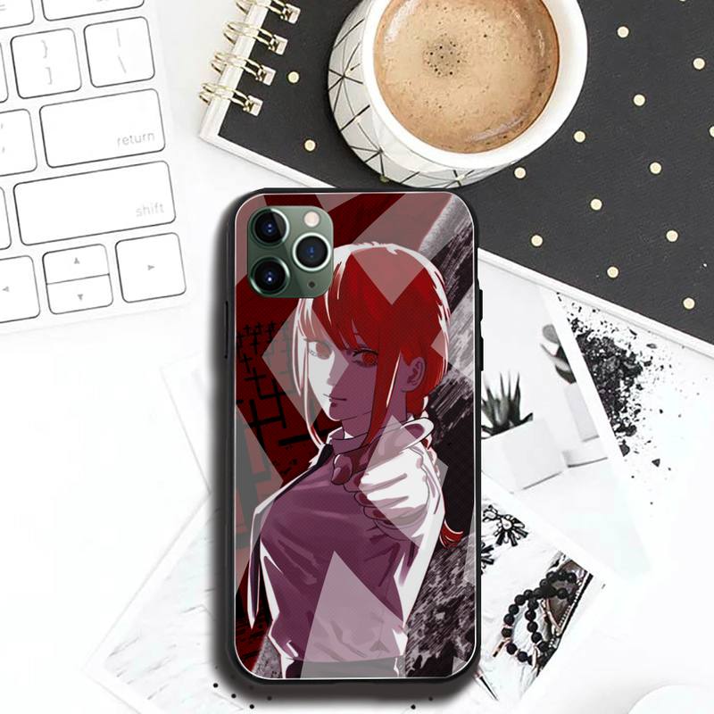 Chainsaw Man Makima Power Phone Case Tempered Glass For iPhone 12 11 Pro Max Mini XR XS MAX 8 X 7 6S 6 Plus SE 2020 Cover