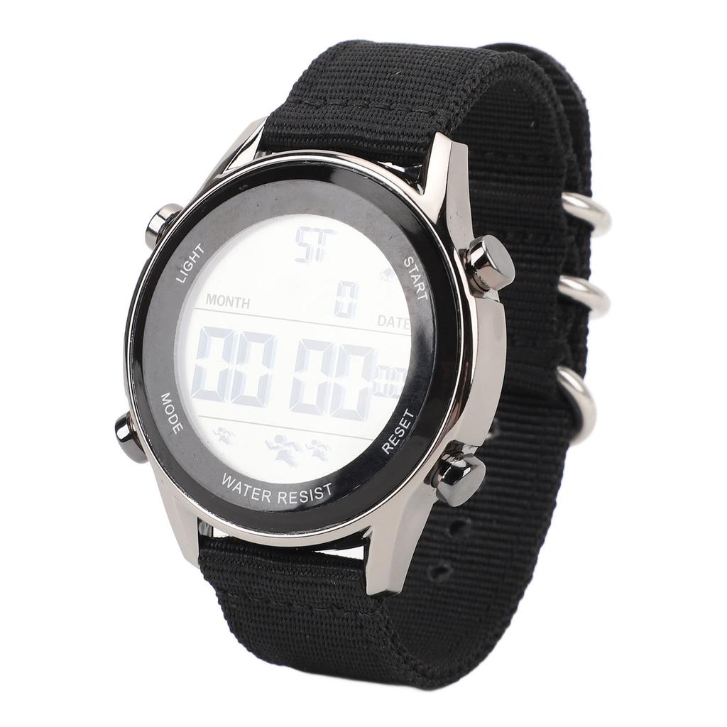 Men Digital Sports Watch Waterproof Alarm Countdown Dual Time Zone Nylon Strap Digital Watch with