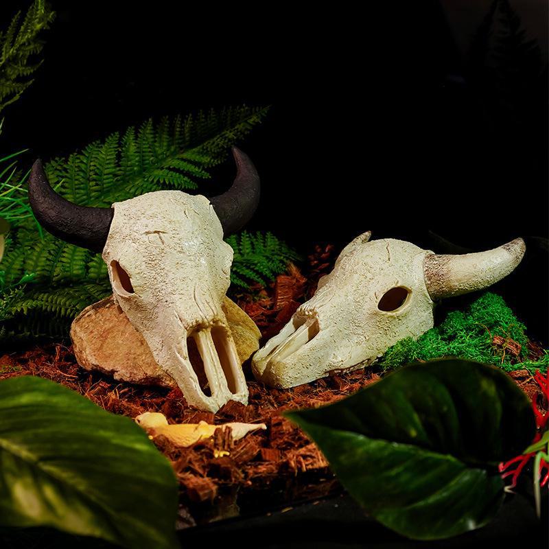 Dinosaur Skull Hiding House: Pet Cattle and Sheep Landscape Skeleton Fish Tank Decoration