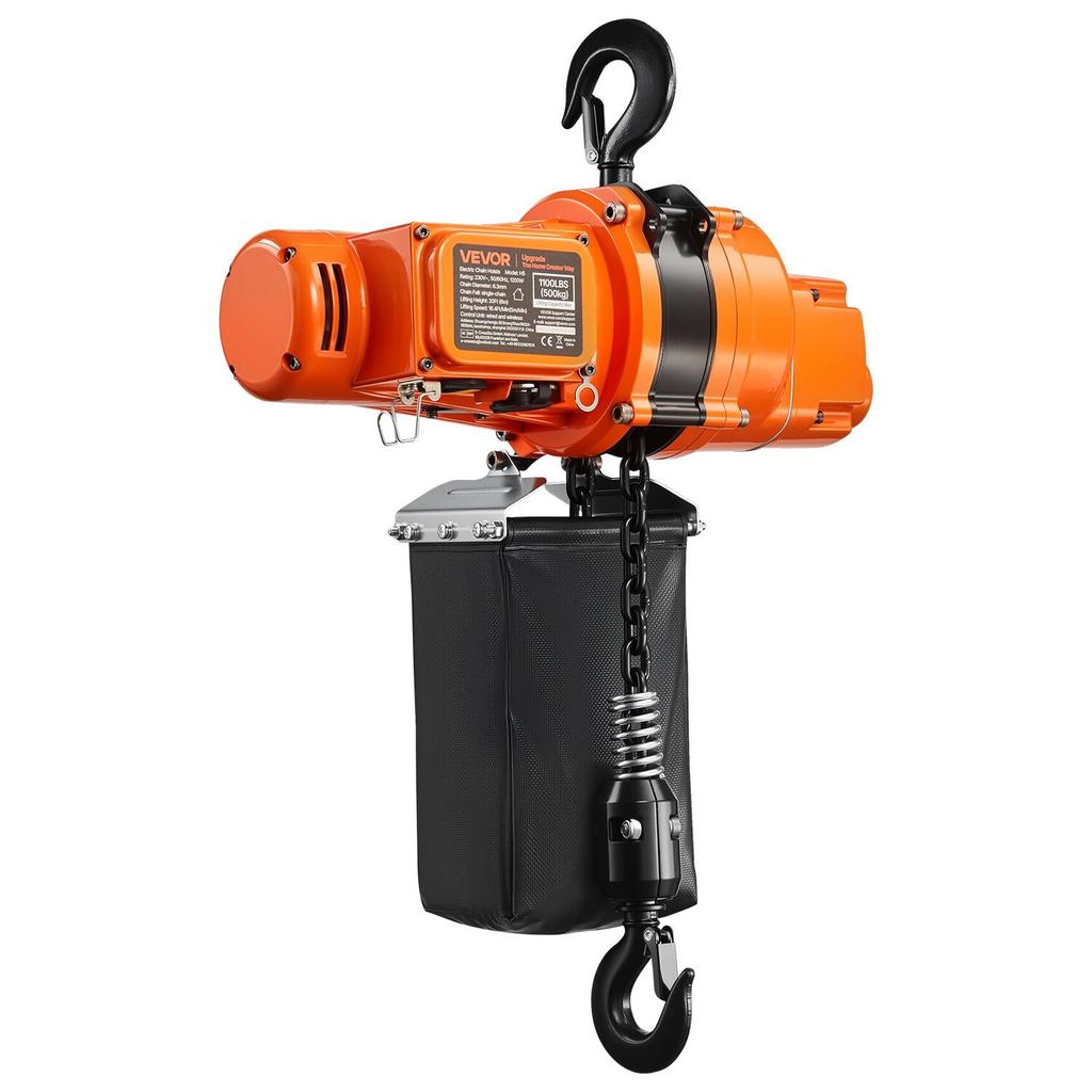500 kg Electric Chain Hoist, 6 m Lifting Height, 230V Single Phase Overhead Crane with 100 m Wireless & 4.5 m Wired Remote Control, Power Electric