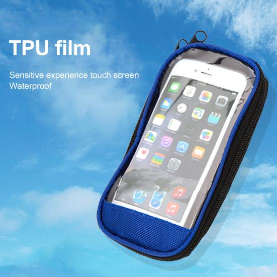 Сумка на раму велосипеда, водонепроницаемая сумка из ткани Оксфорд с сенсорным экраном и застежкой-молнией, сумка для передней трубки для горного велосипеда