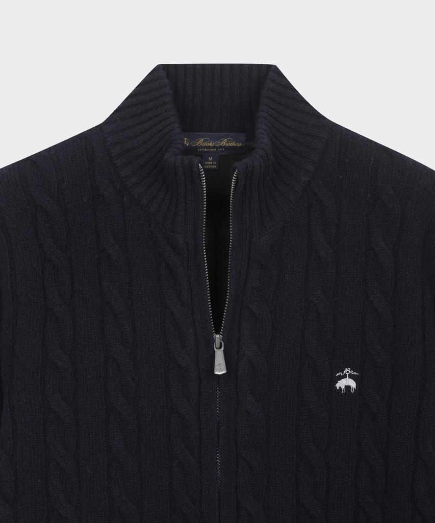Brooks Brothers Cable Zip-Up Sweater (Dark Navy) (Bbwcmbf406)