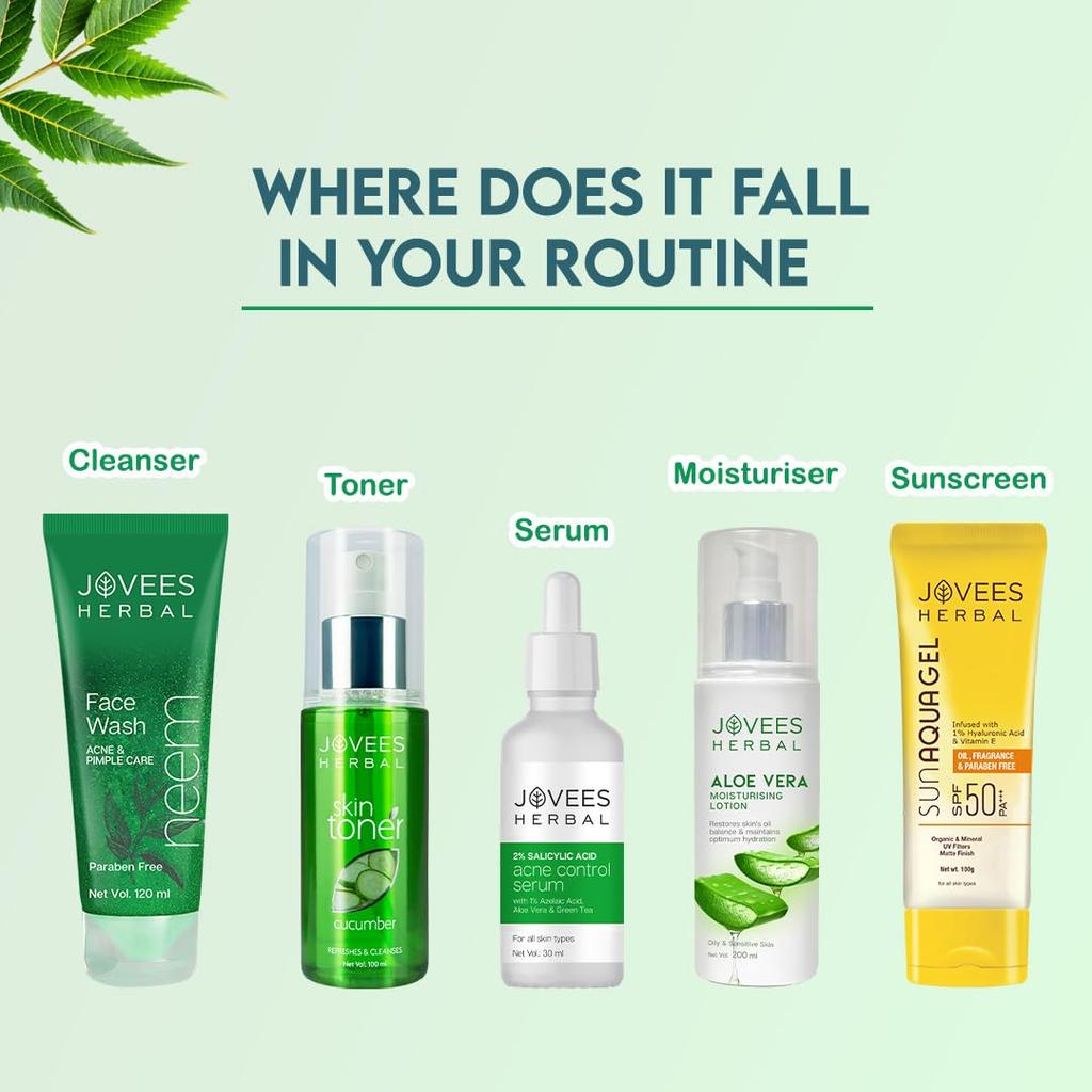 Jovees Травяная пенка для умывания с нимом 120 мл | Очищающее средство для контроля жирности для кожи, склонной к акне | Мягкая пенка для ежедневного умывания для мужчин и женщин