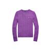 Polo SS24 Solid Color Cable Knit Slim Fit Long Sleeve Sweater Women Sweater Purple WMPOSWENC020897-500