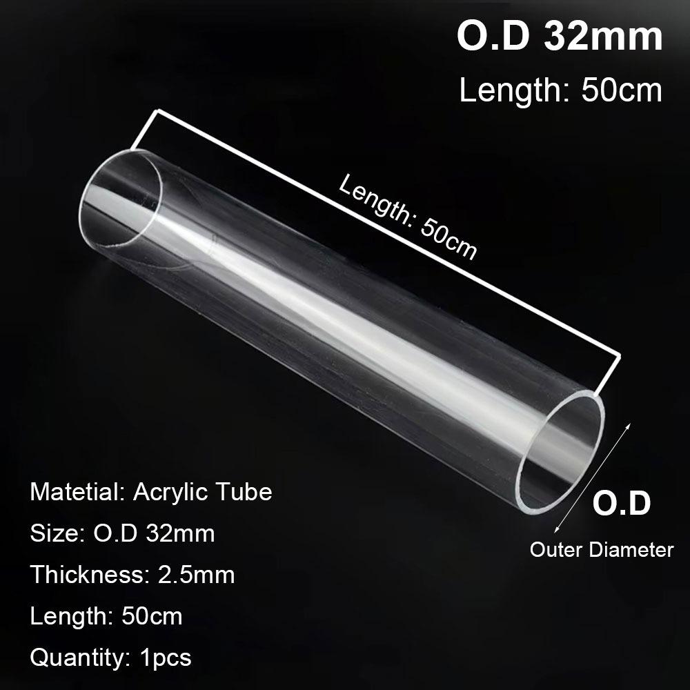 1Pcs O.D 16/20/25/32/40/50mm Acrylic Tube Clear Transparent Pipe Fittings  Aquarium Supplies
