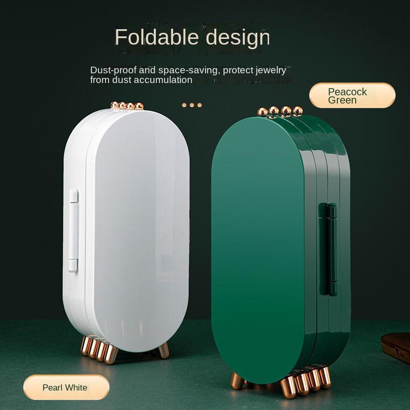 Складная коробка для хранения ювелирных изделий, бытовые серьги, ожерелье, витрина, высокая вместимость, роскошный ретро-экран, органайзер для ювелирных изделий, чехол