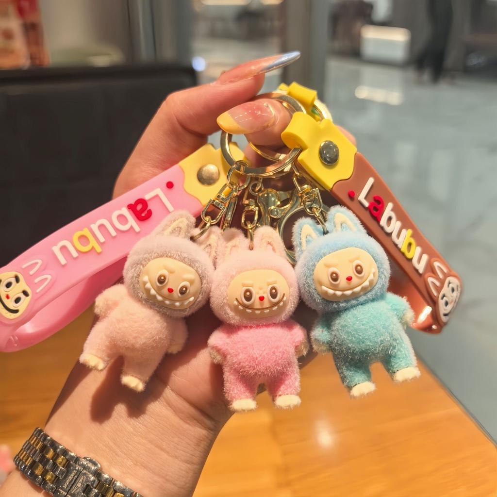 Cartoon Flocking Key Chain Cute Doll Key Pendant Schoolbag Small Gift