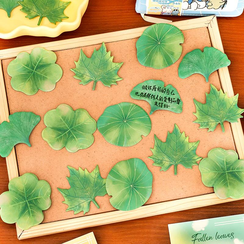 30 листов Блокноты для заметок с зелеными листьями Простые наклейки для скрапбукинга Школьные принадлежности Почтовые самоклеящиеся заметки Офисная канцелярия