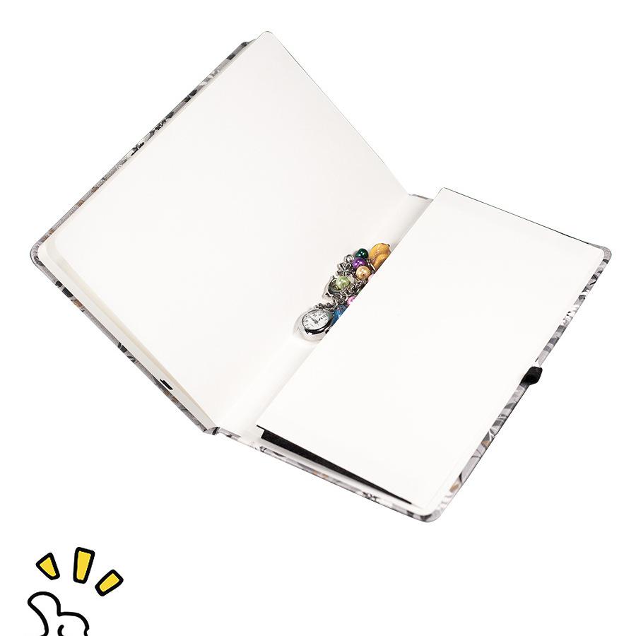 Серый цветочный Bullet Journal формата А5 с резинкой и карманом - Блокнот-планер в точку и в линейку, Твердый переплет