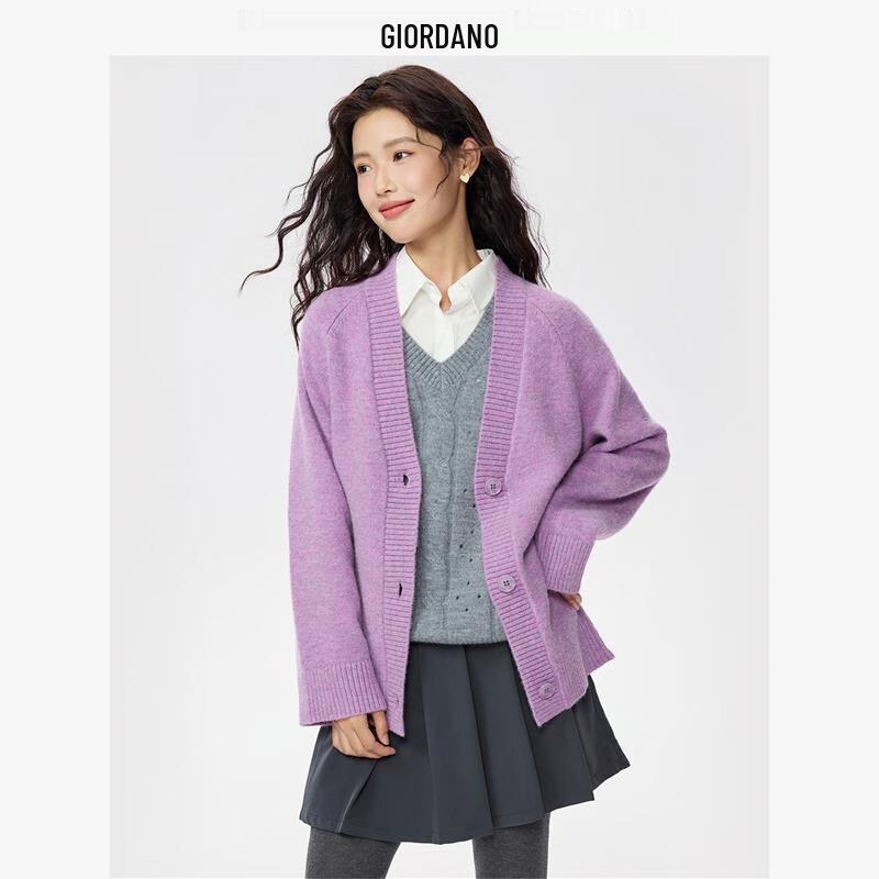 Giordano Women's Blended Chunky Knit V-Neck Cardigan