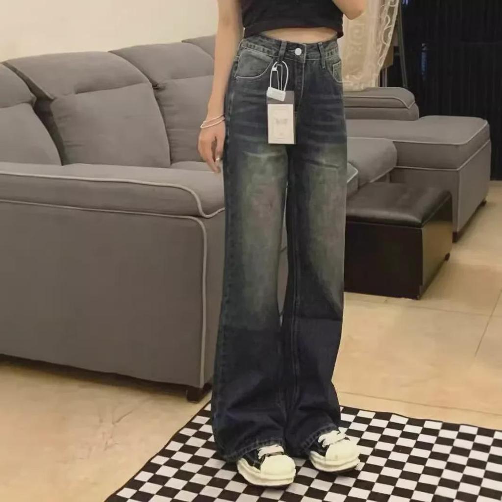 Джинсы-клеш с высокой талией и грушевидной формой для женщин больших размеров - весна/осень 2024 г.