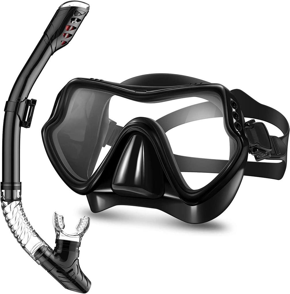 Snorkeling & Diving Set: Large Frame Silicone Mask and Snorkel for Men and Women