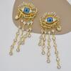 Devil Eye Earrings Women European American Style Personality Crystal Tassel Dangle Earrings Party Halloween Zircon