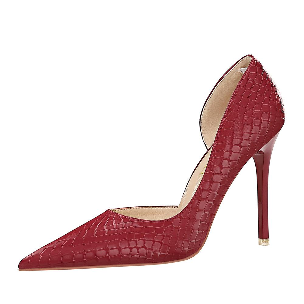 Bigtree Сексуальные туфли на очень высоком тонком каблуке в европейском и американском стиле, одинарные туфли на высоком каблуке с неглубоким ртом и сбоку, в стиле ретро со змеиным узором