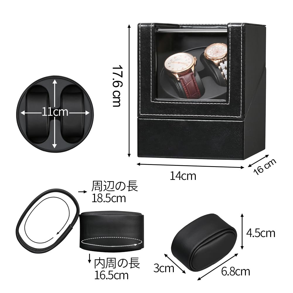 Watch Automatic Watch Suitable for and 2024 Upgrade Winder, Winder, Men's Women's Watches, (Black - W135B)