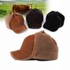 Luxury Winter Man Real Leather Full Wool Goat Fur One Bomber Hats Male Fleece Warm Caps Brown/Dark Blue Motocycle Bonnet