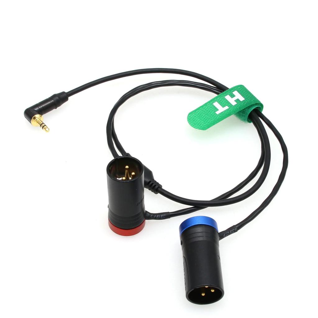 Аудиокабель HangTon Rode Wireless GO II для микрофона Sony FX9, звукового микшера, рекордера, на двойной XLR 3-контактный 2-канальный низкопрофильный 50 см - 3,5 мм 1/8"