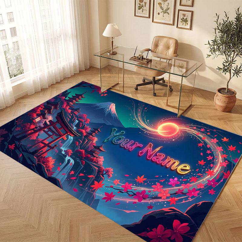 Fantasy Magic Theme Crystal Velvet Floor Rug Personalized Custom Name Text Warm Carpet Home Decoration