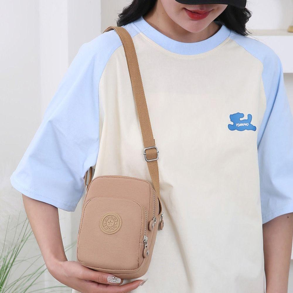 Квадратная нейлоновая сумка через плечо с регулируемым ремешком, маленькая сумка для телефона, простая сумка через плечо на молнии для женщин