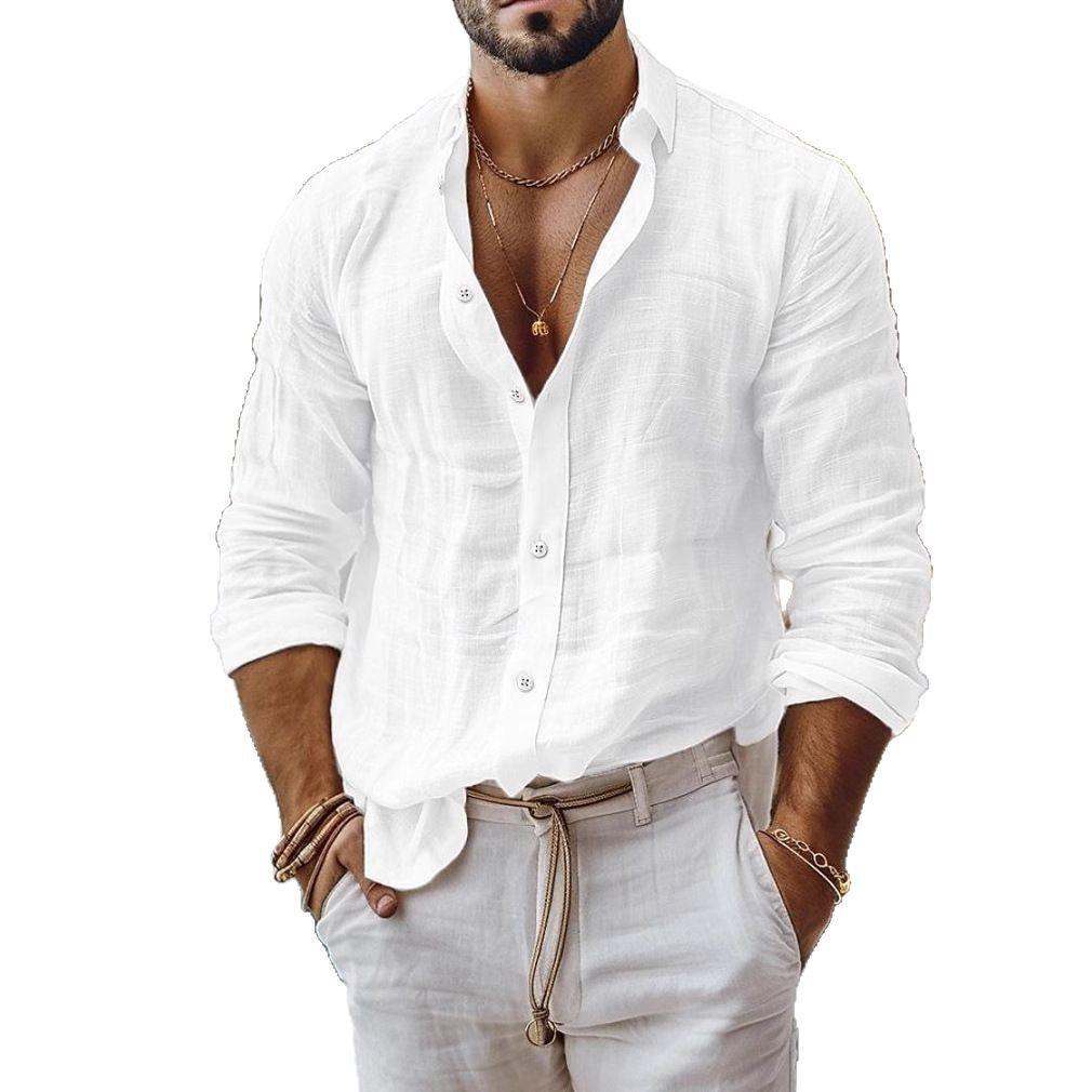 Мужская повседневная рубашка с длинным рукавом темно-серого цвета, свободного кроя, в стиле пляжного отдыха