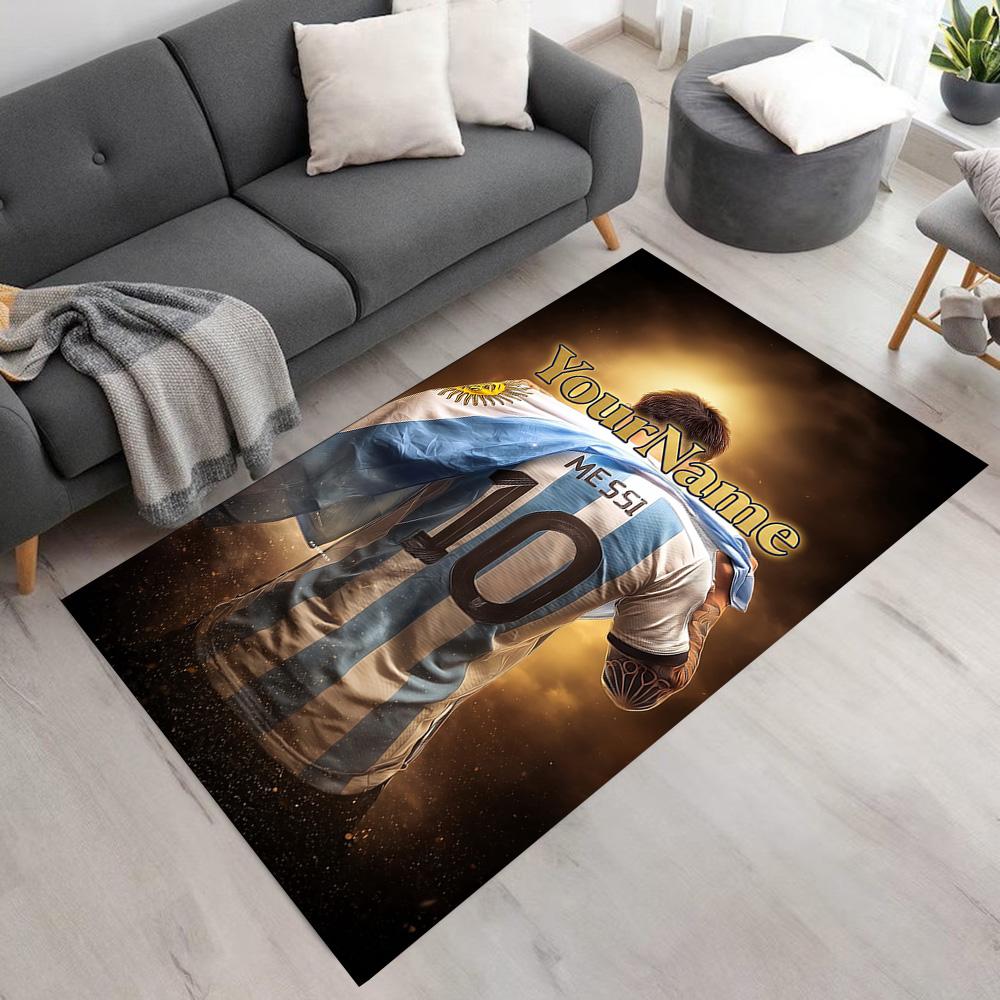 Messi Customize Text Carpet Perfect for Dormitory Outdoor Bedrooms Kitchen Antislip Carpet Decorate Offices Gift for Festivals