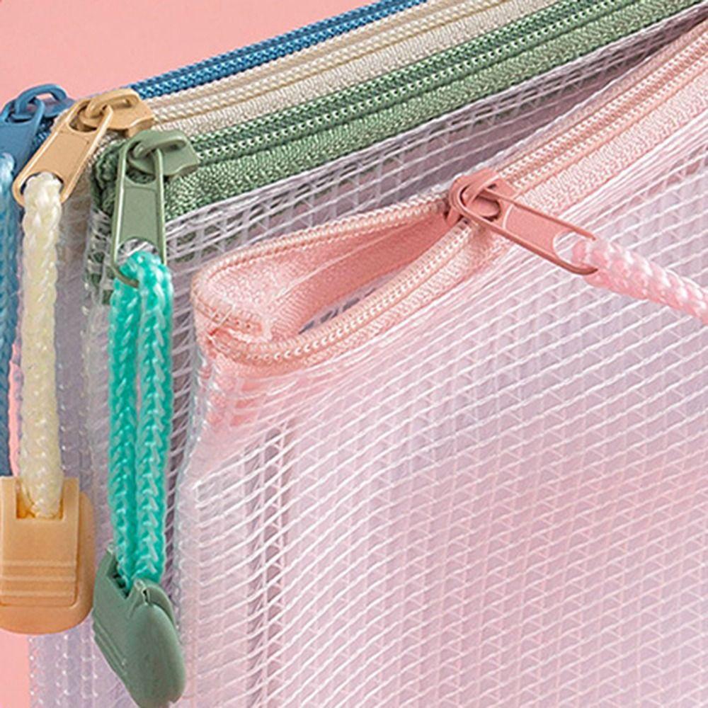 PVC Document Storage Bag Zipper Information Bag Durable A4 Mesh File Bag Student