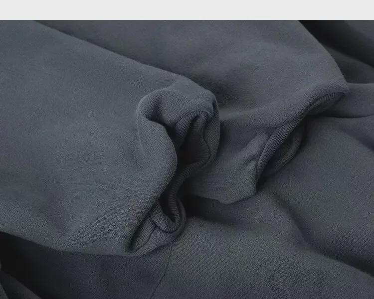 Винтажная американская серая мужская толстовка-пуловер с воротником-стойкой и капюшоном